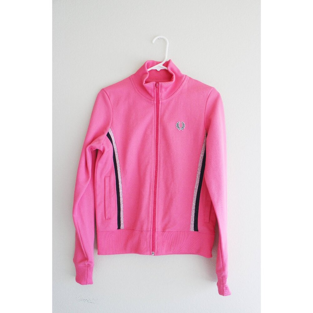 FRED PERRY Classic Pink Activewear Full Zip Track Top Jacket UK 14 US 10 S M